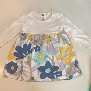 Floral Kids Dress - White and Blue